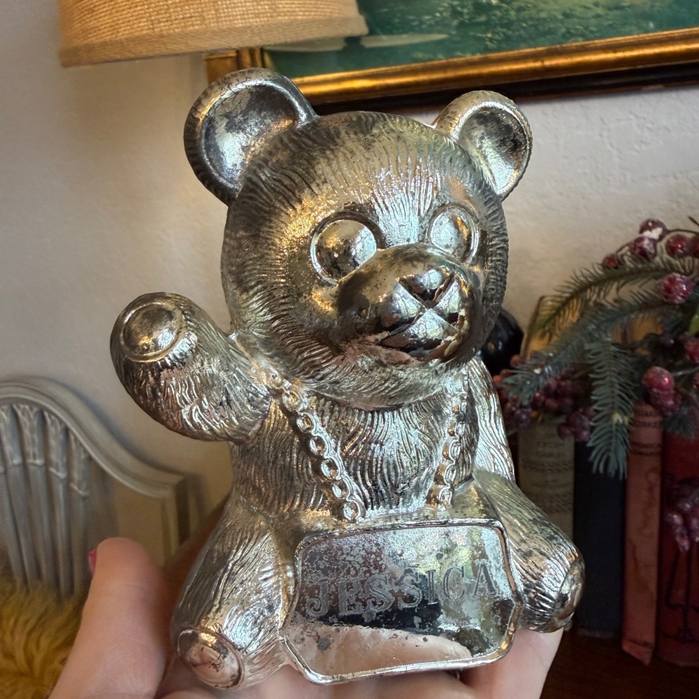 Vintage Silver Teddy Bear Bank - Picture 6 of 11